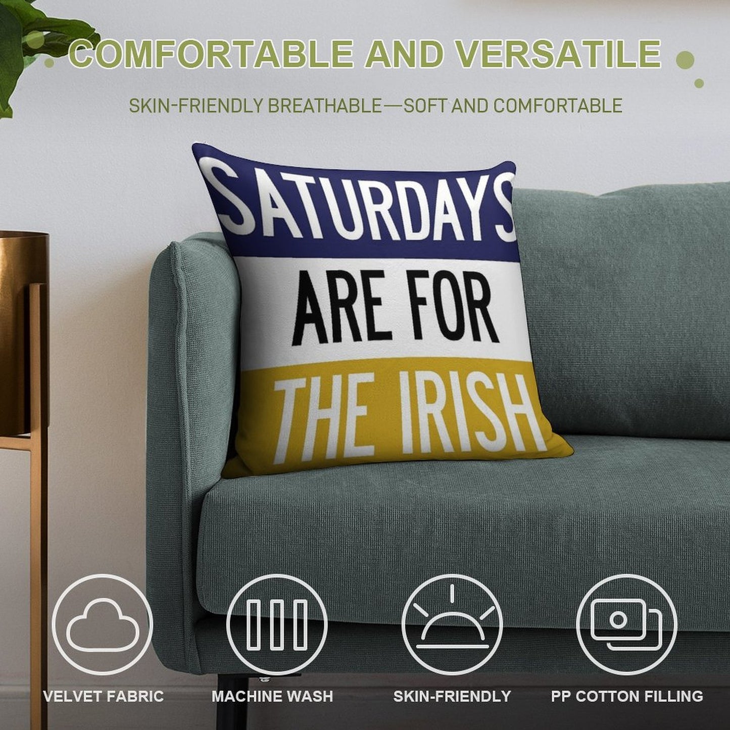 Saturdays Are for The Irish Soft Hidden Zipper Throw Pillow