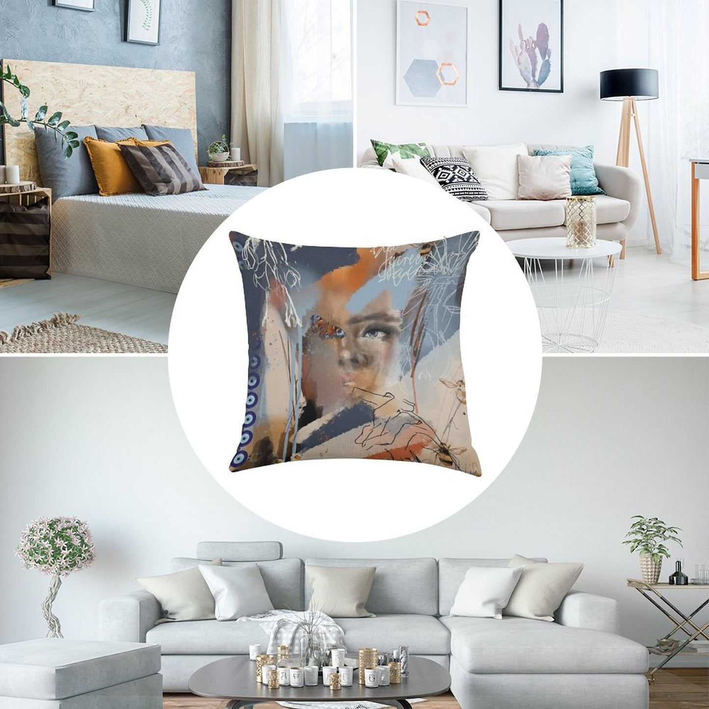 Wings of Psyche Linen Throw Pillow Cover