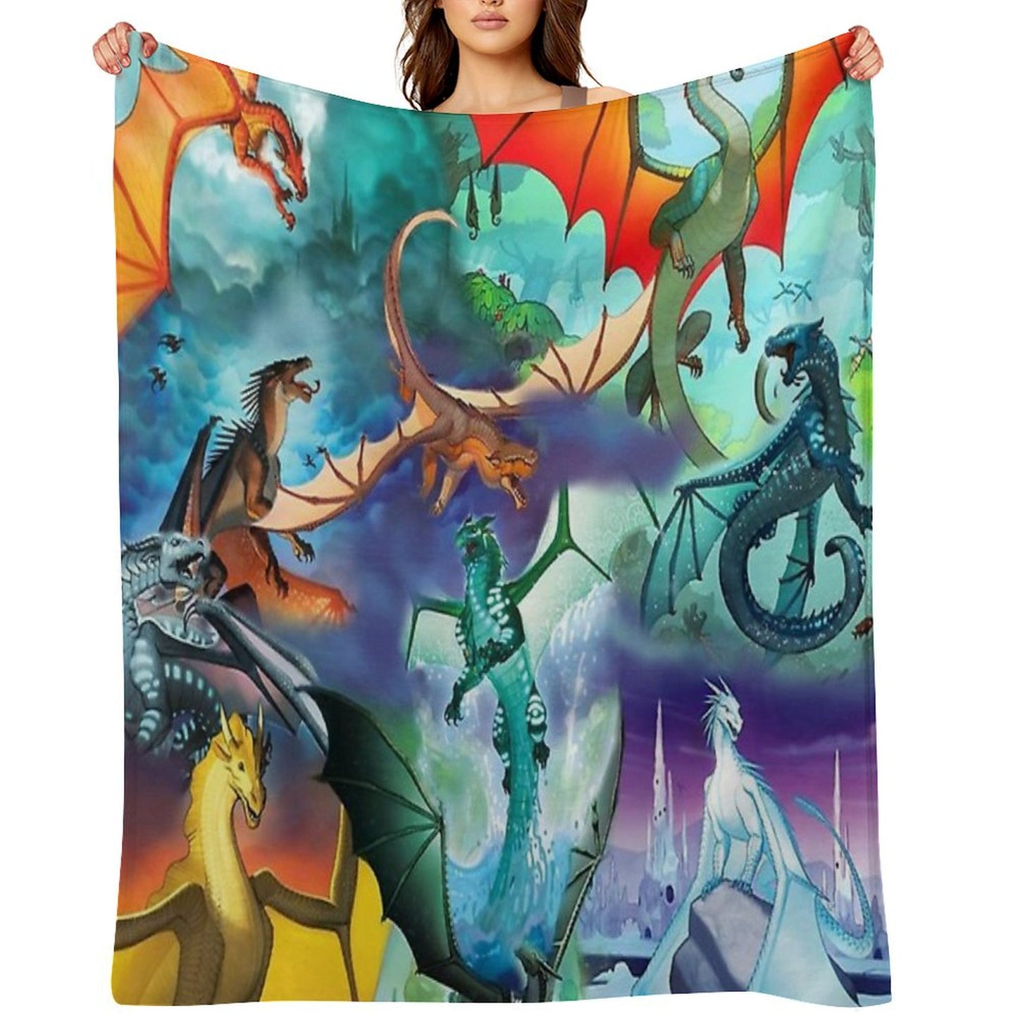 Wing of Fire All Dragon Pattern Background Throw Blanket