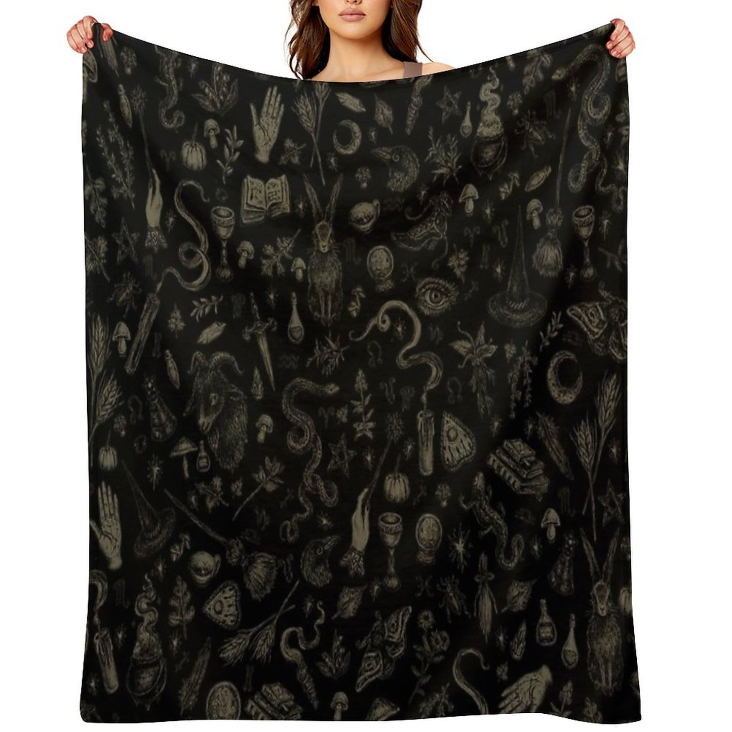 Just Witch Things (black And Beige) Throw Blanket