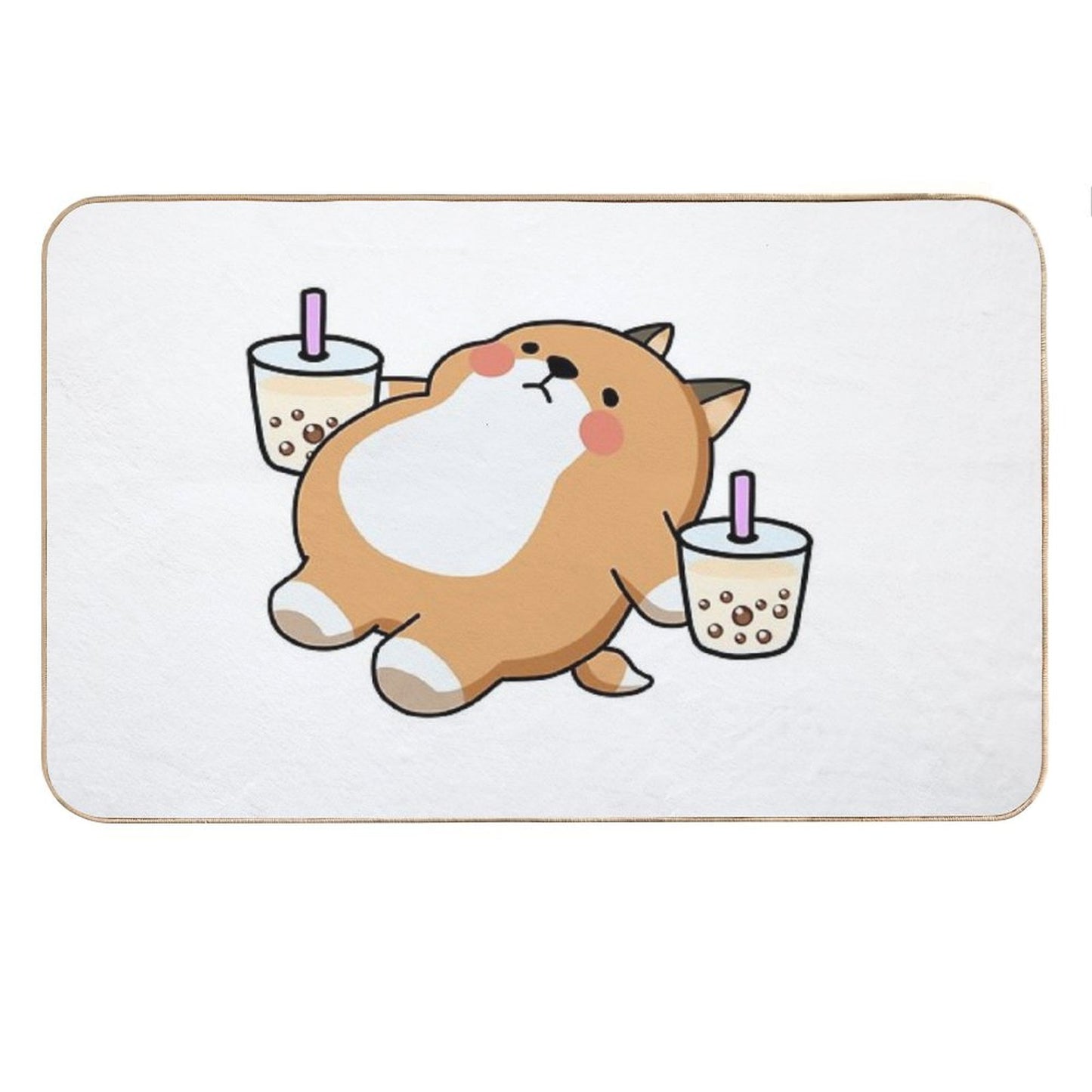 Lazy Shiba Loves Boba! Bath Mat