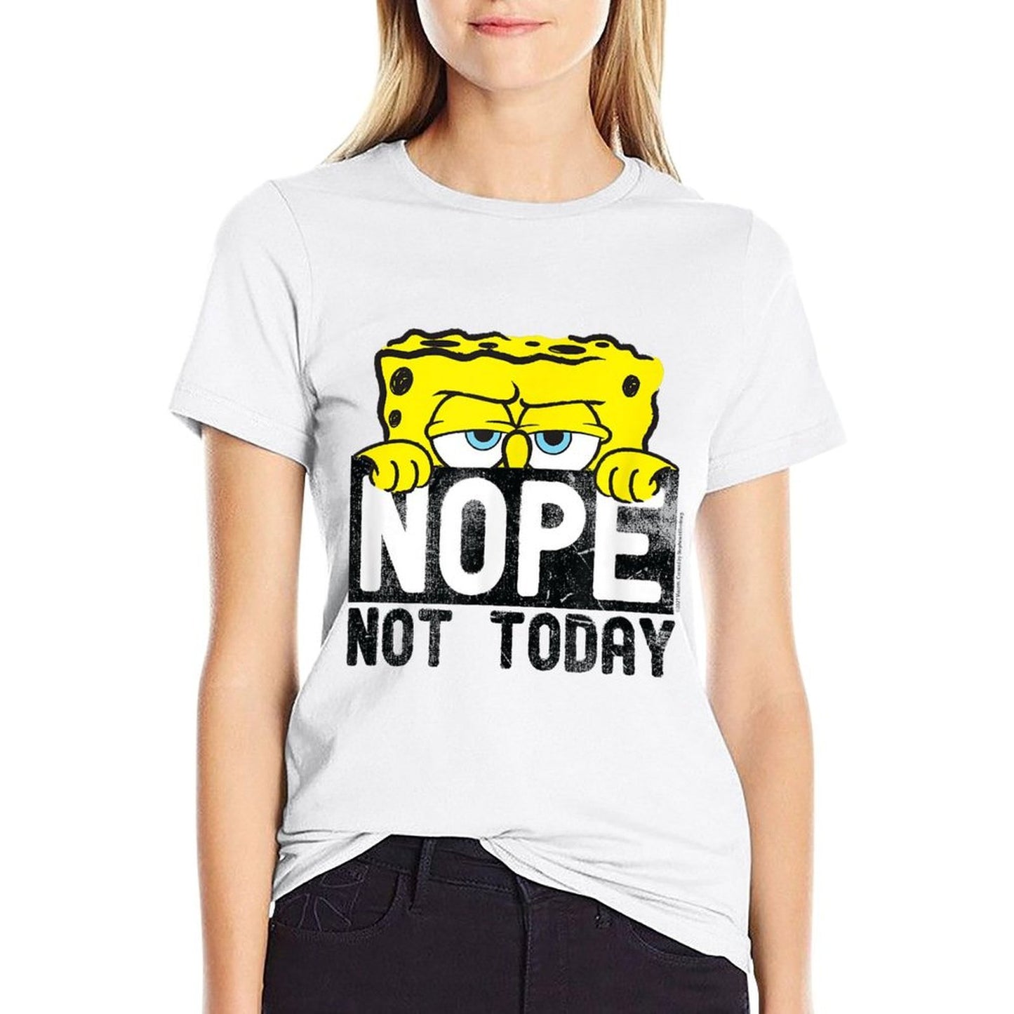 SpongeBob SquarePants - Nope Not Today Fade-proof Color T-Shirt