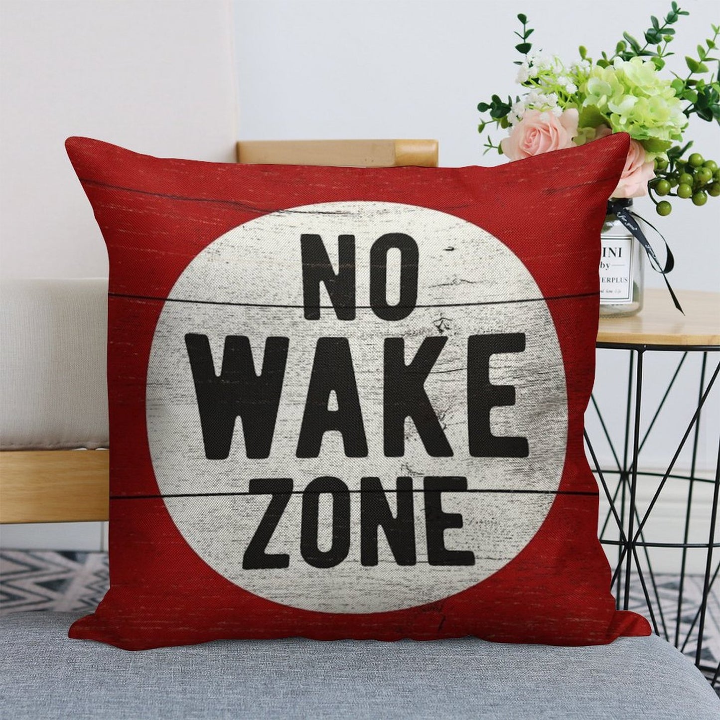 No Wake Zone Sgin Linen Throw Pillow Cover