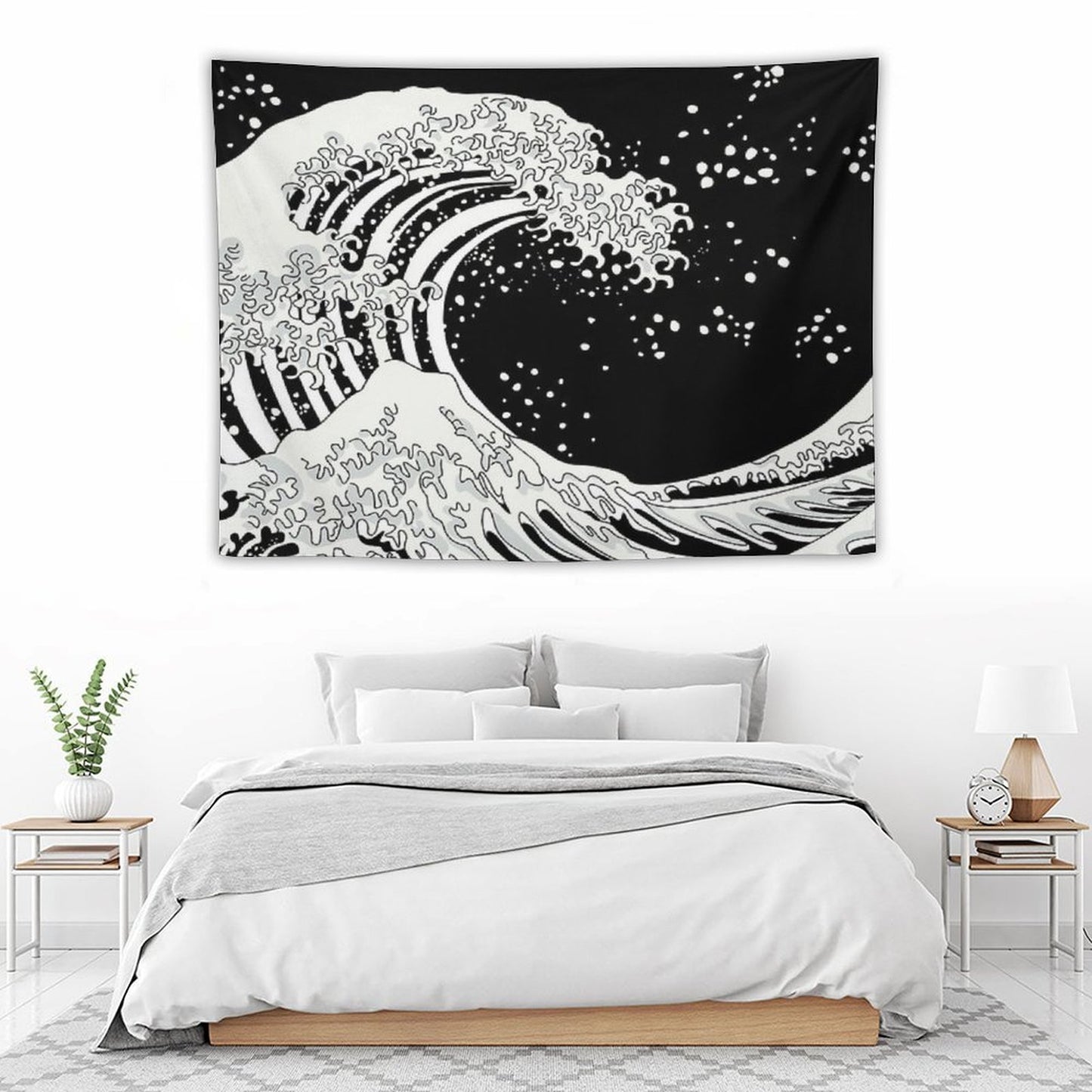 Black And White Great Wave Tapestry