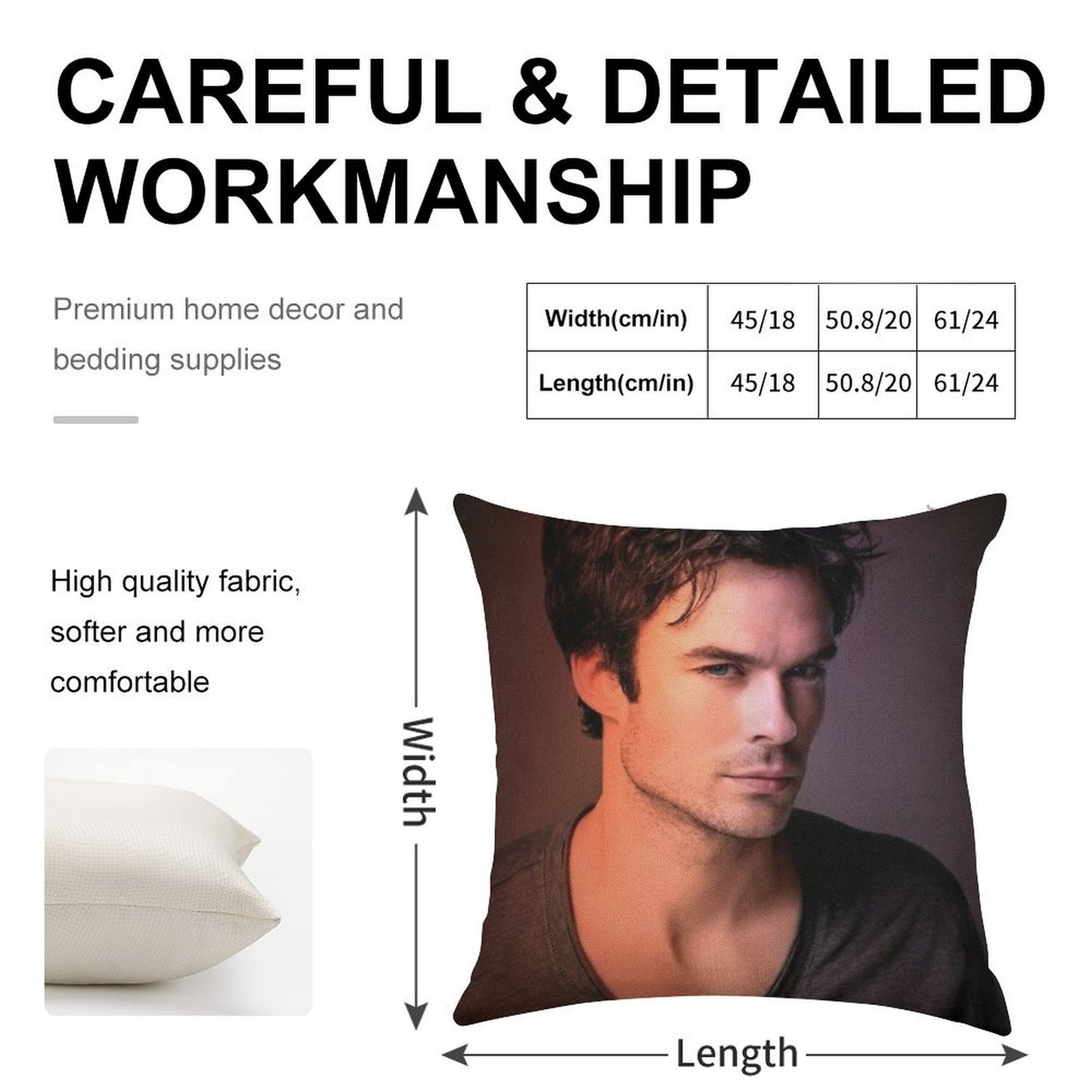 Ian Somerhalder Linen Throw Pillow Cover