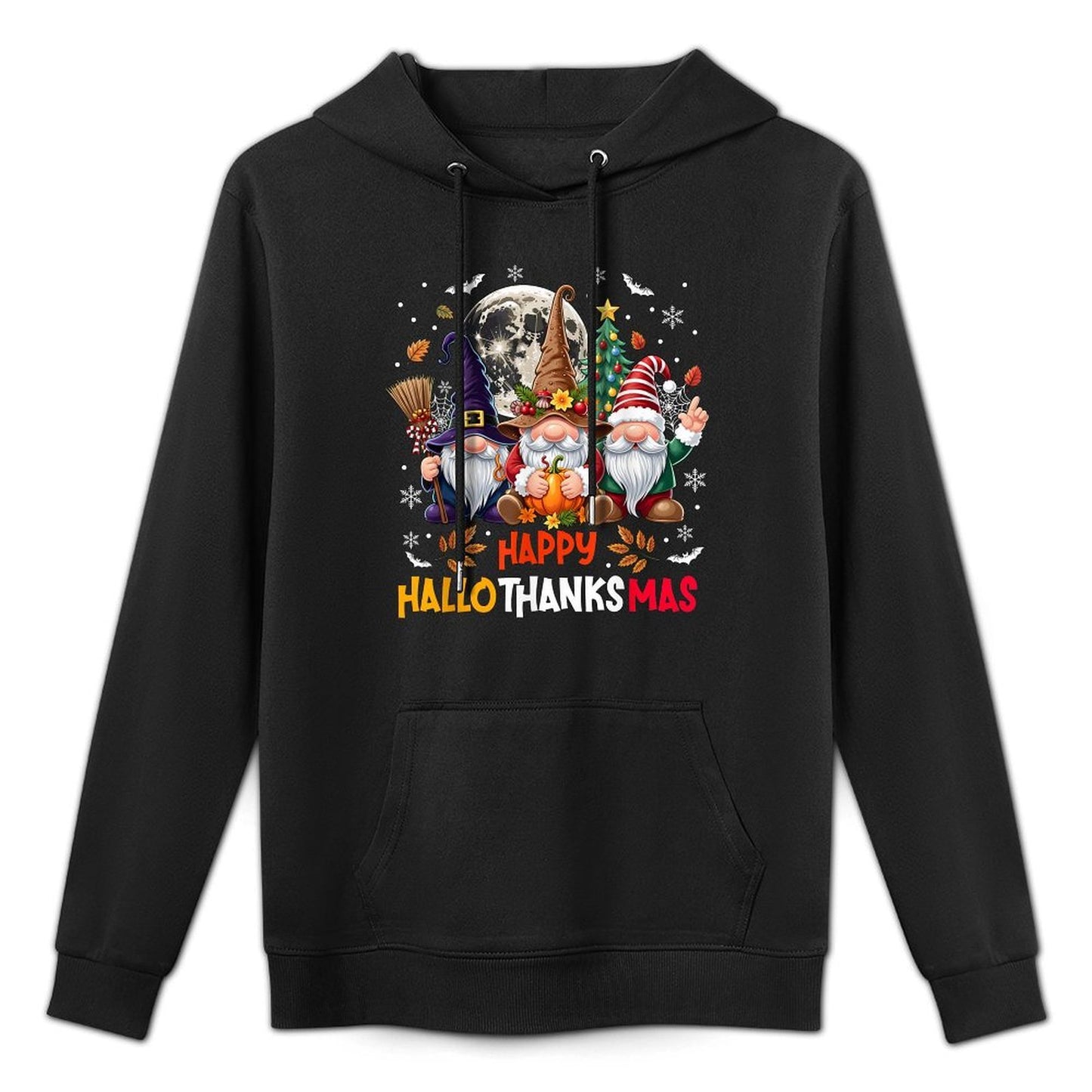 Gnome Hallothanksmas Halloween Thanksgiving Christmas Adjustable Hood Hoodie