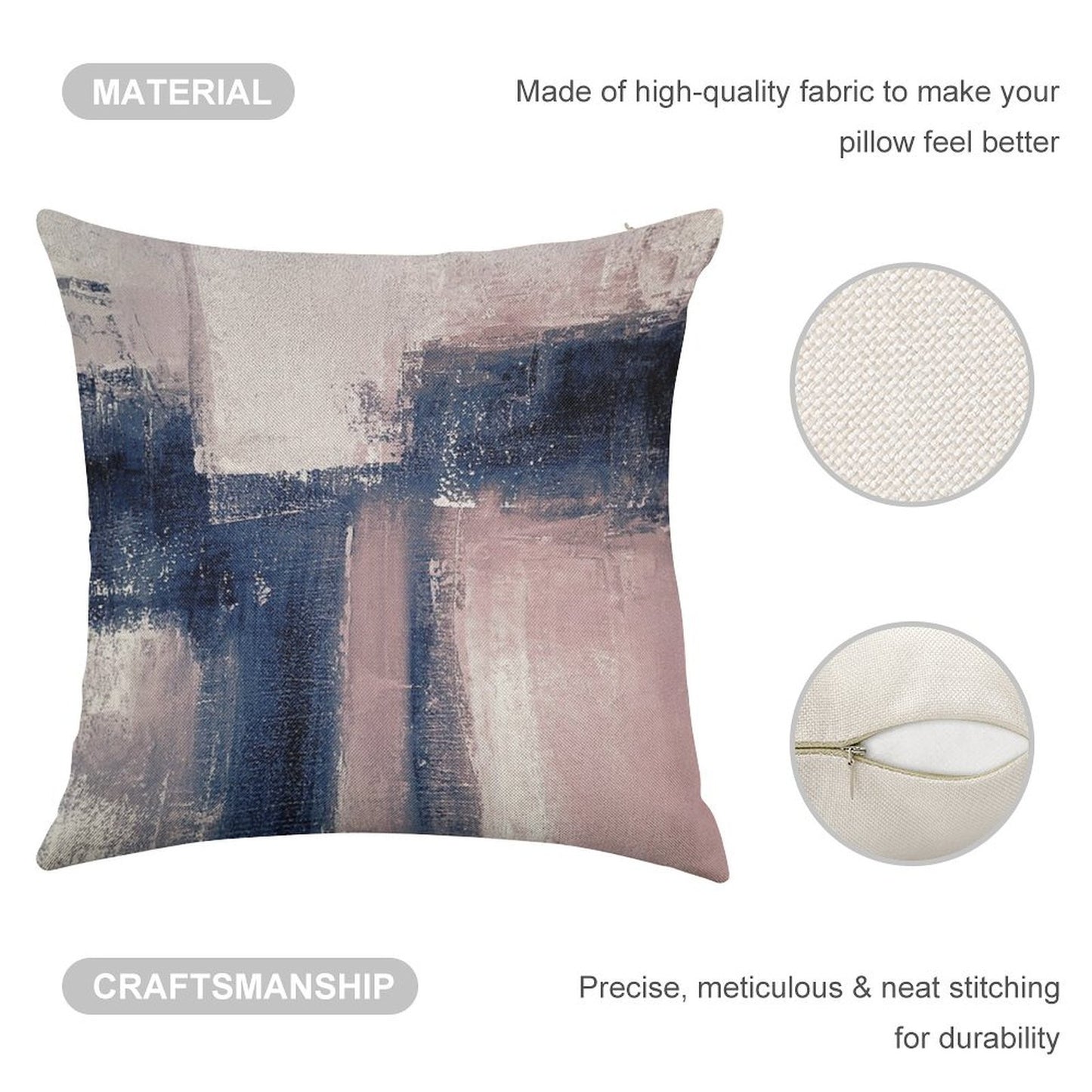 Pink And Navy 3 Linen Throw Pillow Cover