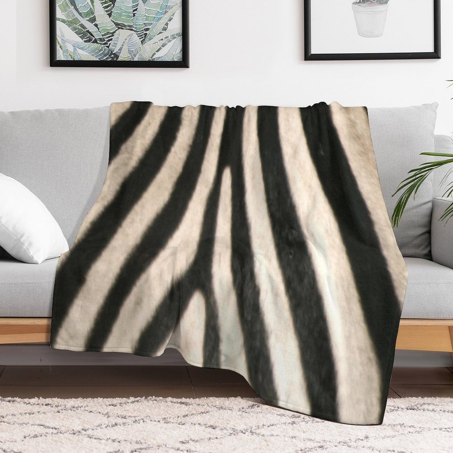 Zebra Print. Safari Animal Lovers Decor. Throw Blanket