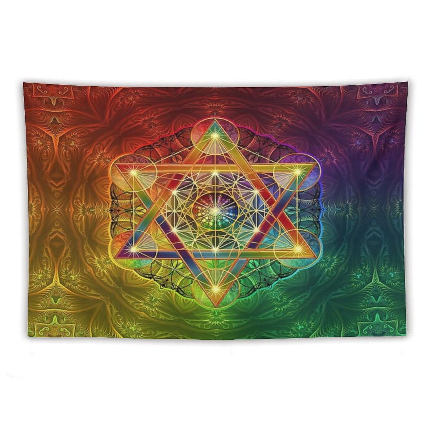 Metatron's Cube with Merkabah And Flower of Life Tapestry