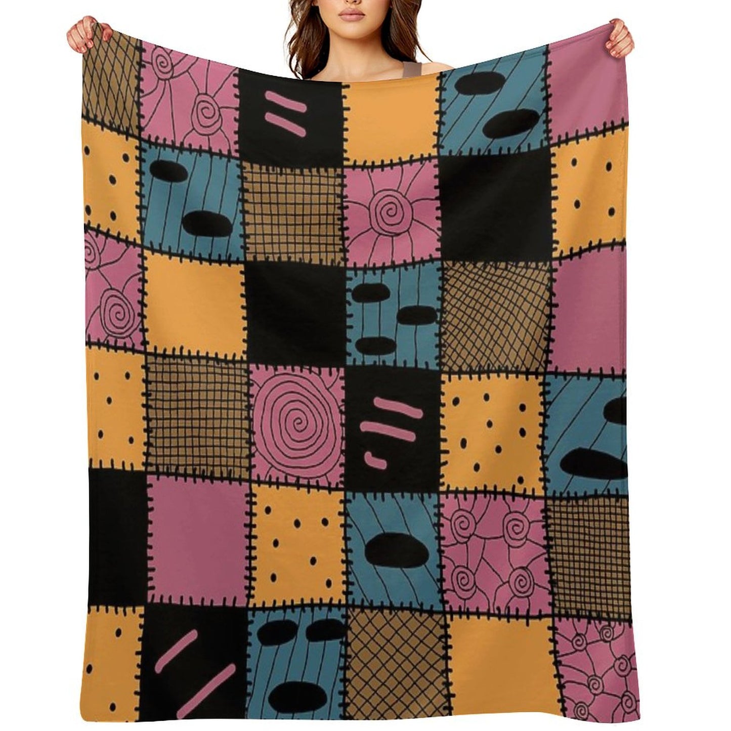 Nightmare Sally Inspired Pattern Throw Blanket