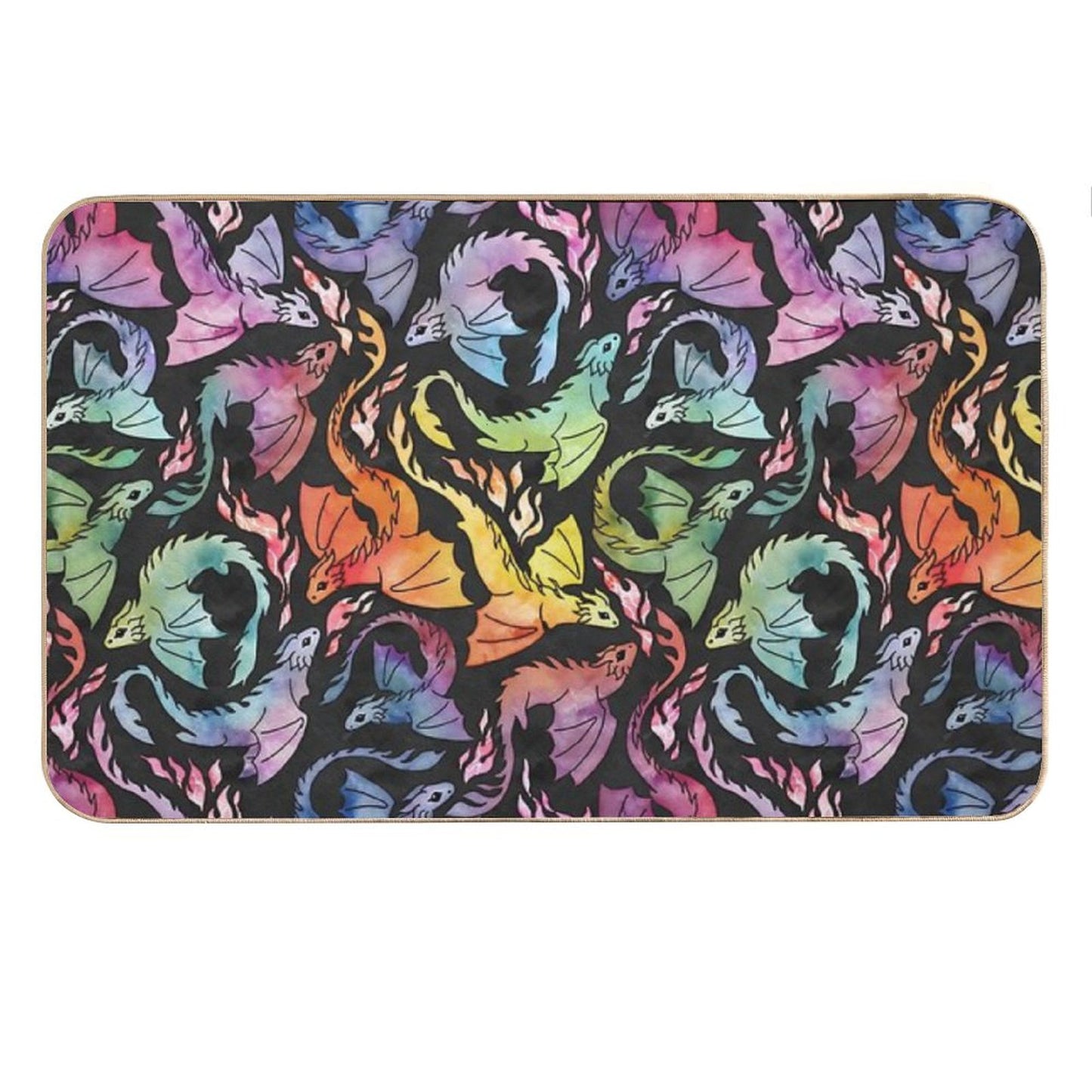 Dragon Fire Dark Rainbow Bath Mat