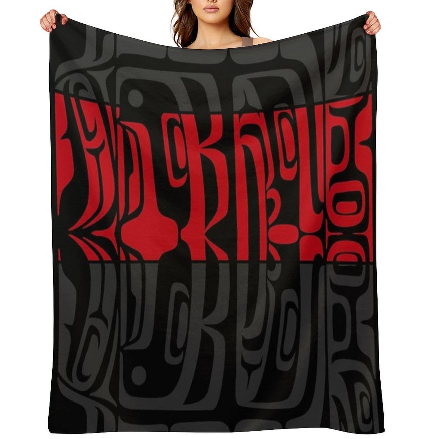 Bentwood Box - Red, Black, Grey Throw Blanket