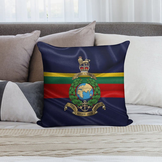 Royal Marines - RM Badge over Royal Marine Flag Soft High-Density Material Throw Pillow