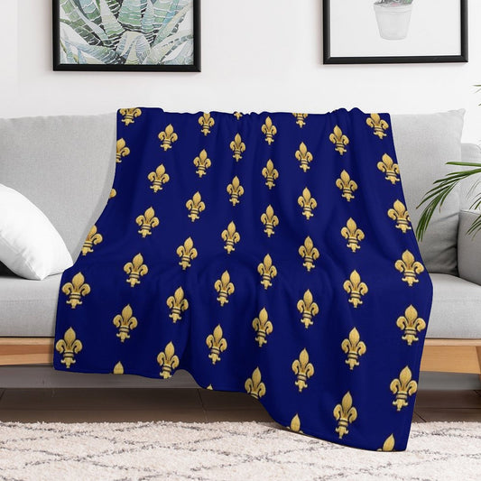 Royal Fleur De Lys Blue Throw Blanket