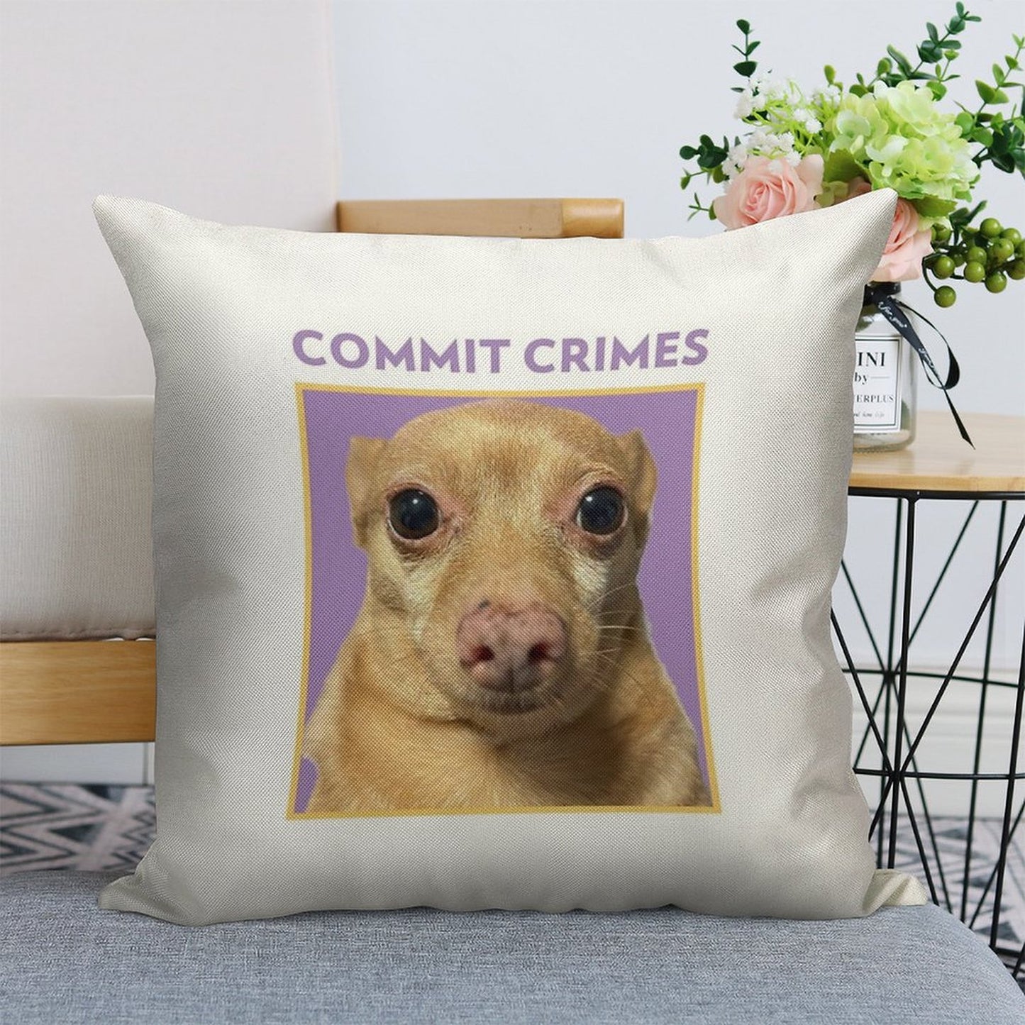 Crime Mouse Linen Throw Pillow Cover
