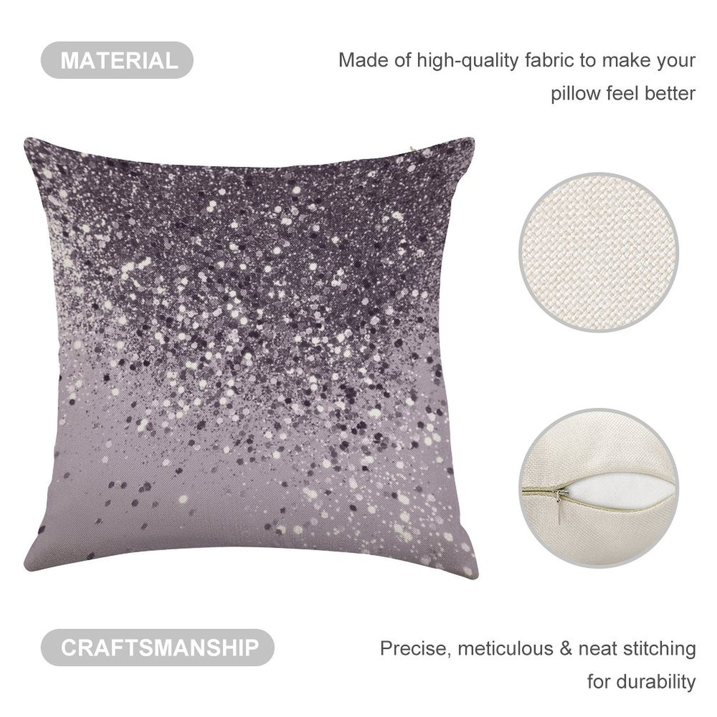 Lavender Lady Glam #2 (Photo of Glitter Only - Not Reflective) Linen Throw Pillow Cover