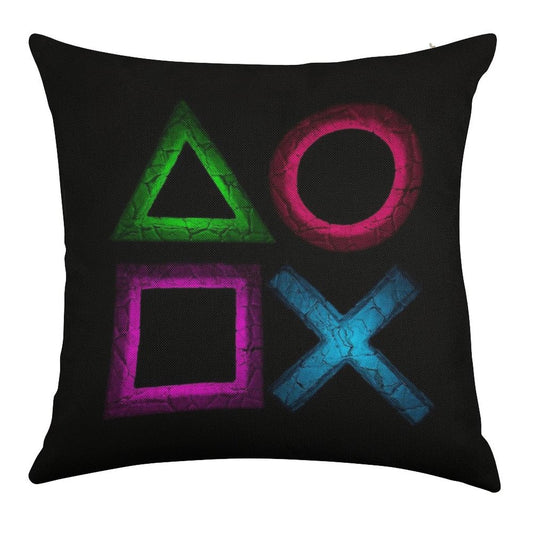 Buttons Linen Throw Pillow Cover