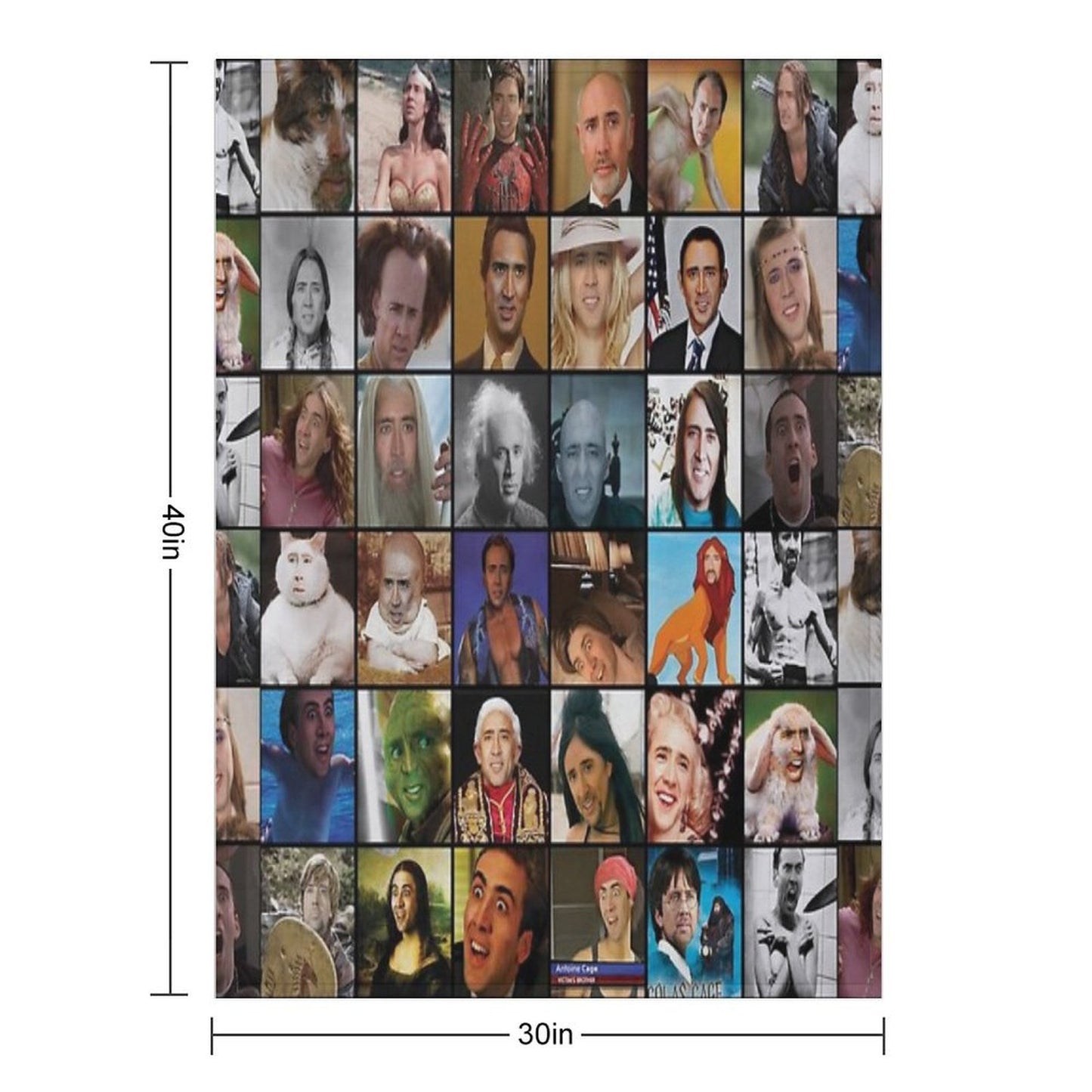 Nicholas Cage Pattern - Nicolas Cage - Nick Cage Nic Cage Throw Blanket