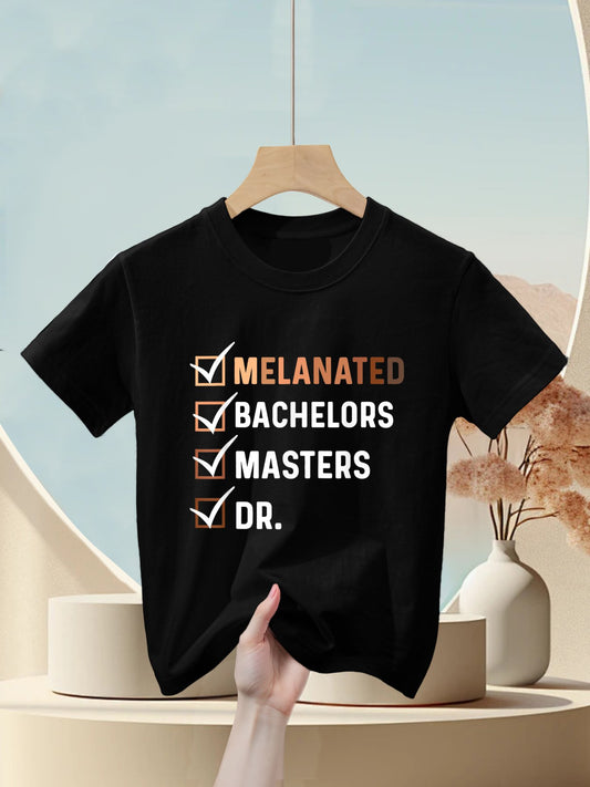 Melanated Doctorate Graduation PhD EdD Bachelor Master Dr Kids T-Shirt