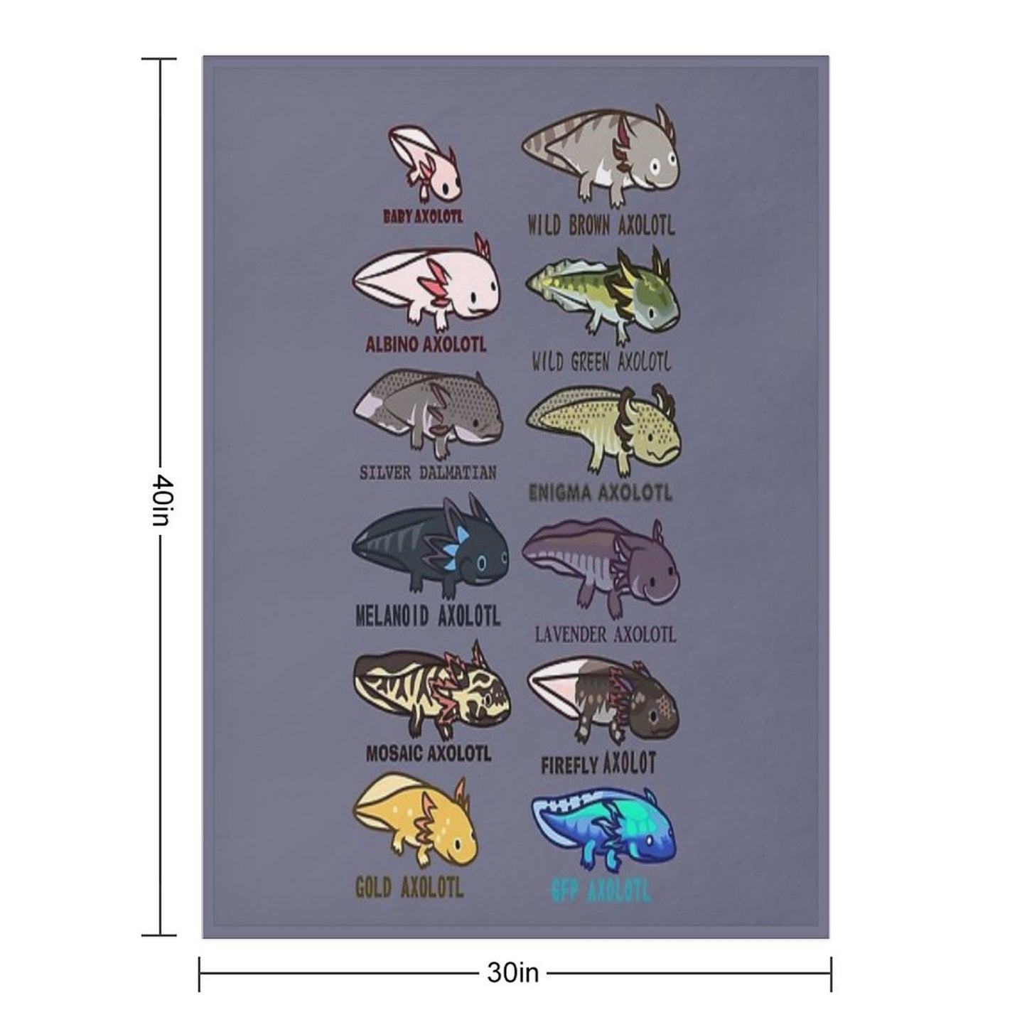 Axolotl Morphs And Colors Throw Blanket