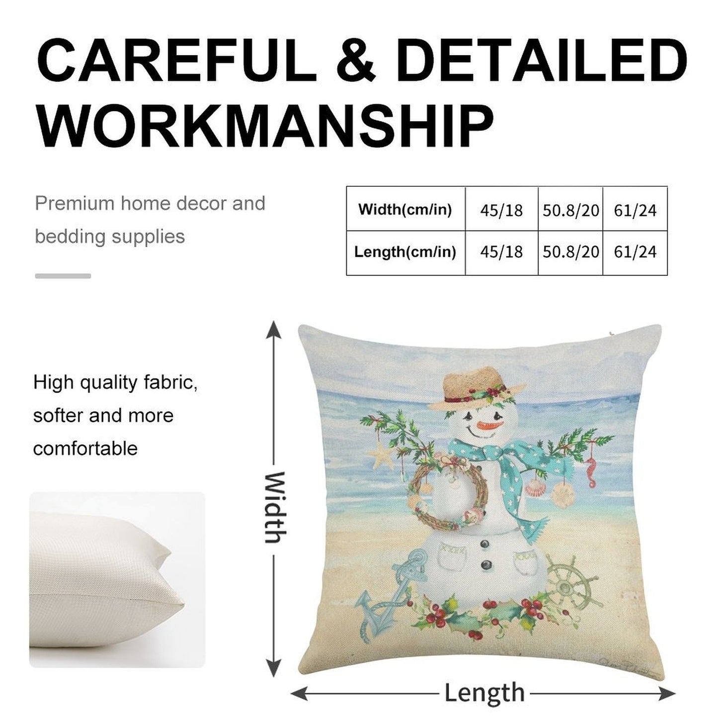 Coastal Christmas F Linen Throw Pillow Cover