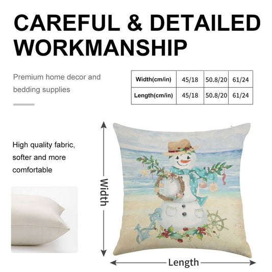 Coastal Christmas F Linen Throw Pillow Cover