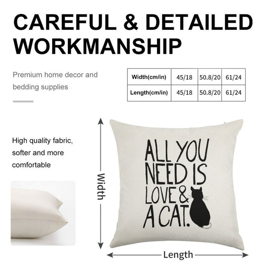 All You Need Is Love And A Cat Linen Throw Pillow Cover
