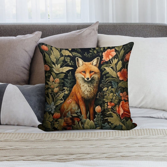 Vintage Forest Fox William Morris Style Soft Multiple Sizes Throw Pillow