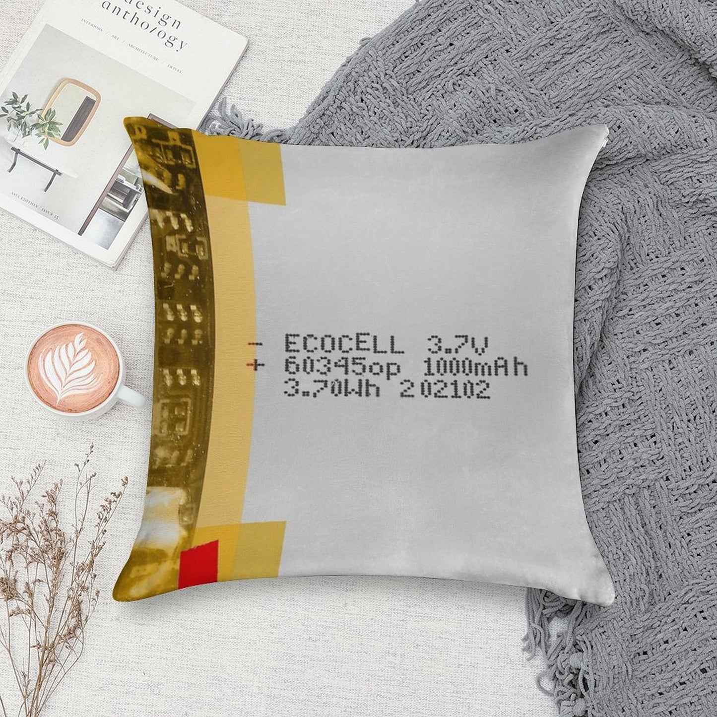 LiPo Battery Soft Durable Construction Throw Pillow
