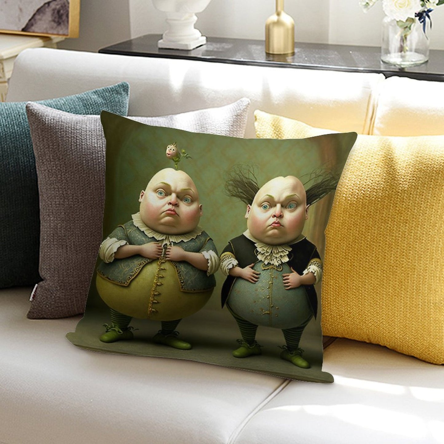 Tweedledee And Tweedledum - The Alice in Wonderland Collection Soft Hidden Zipper Throw Pillow