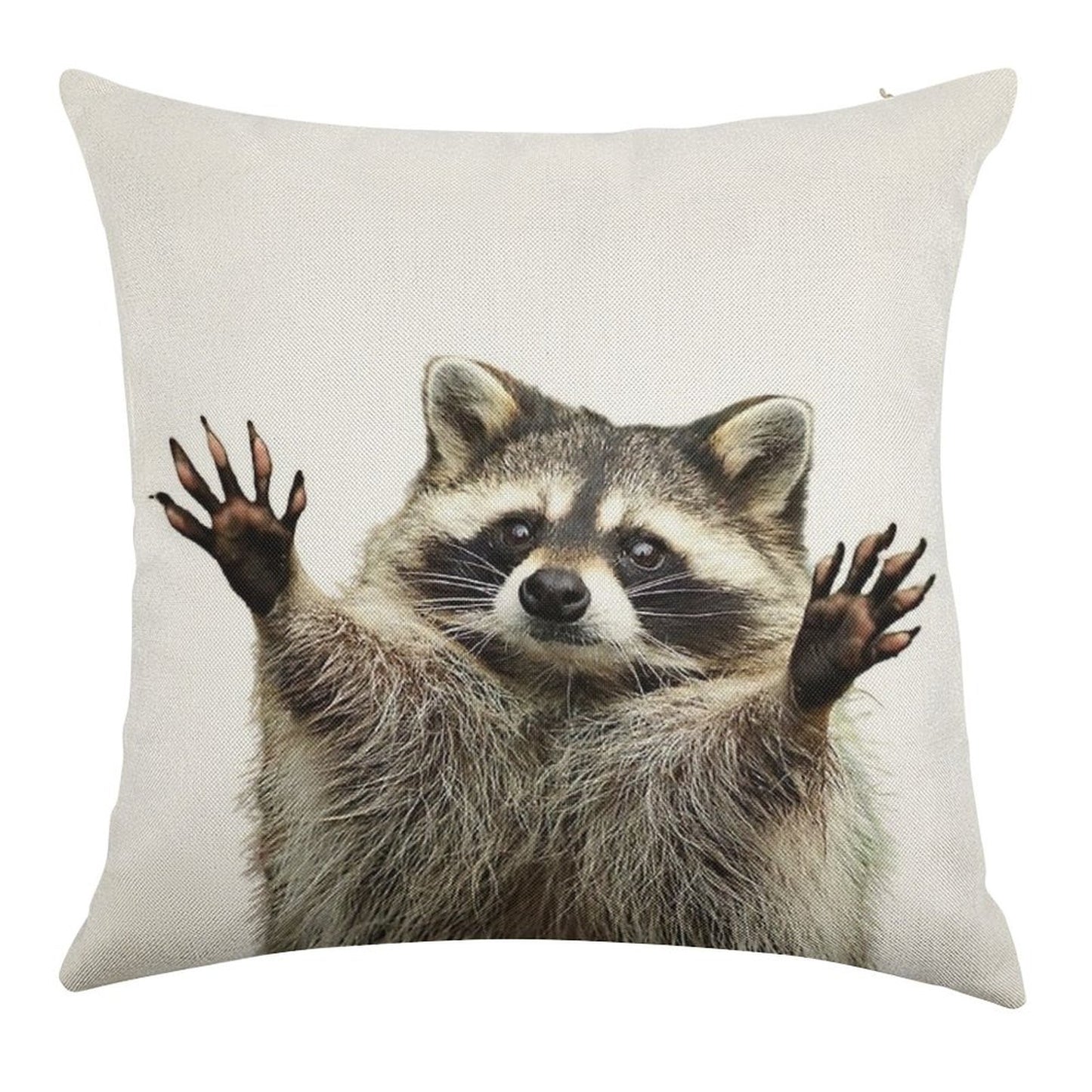 Racoon Linen Throw Pillow Cover