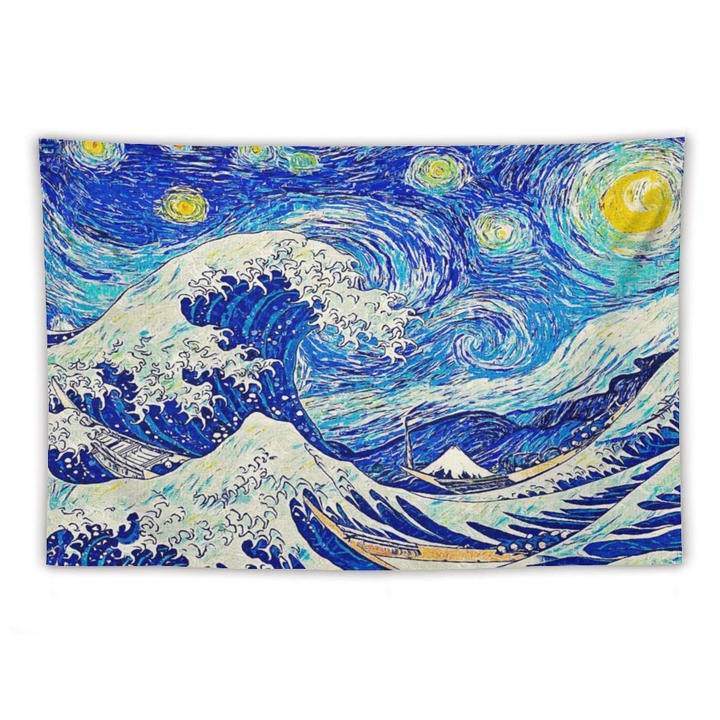 Starry Night Over The Great Wave Off Kanagawa Tapestry
