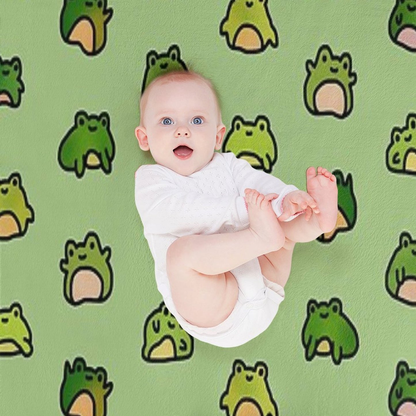 Frogs Doodle Throw Blanket
