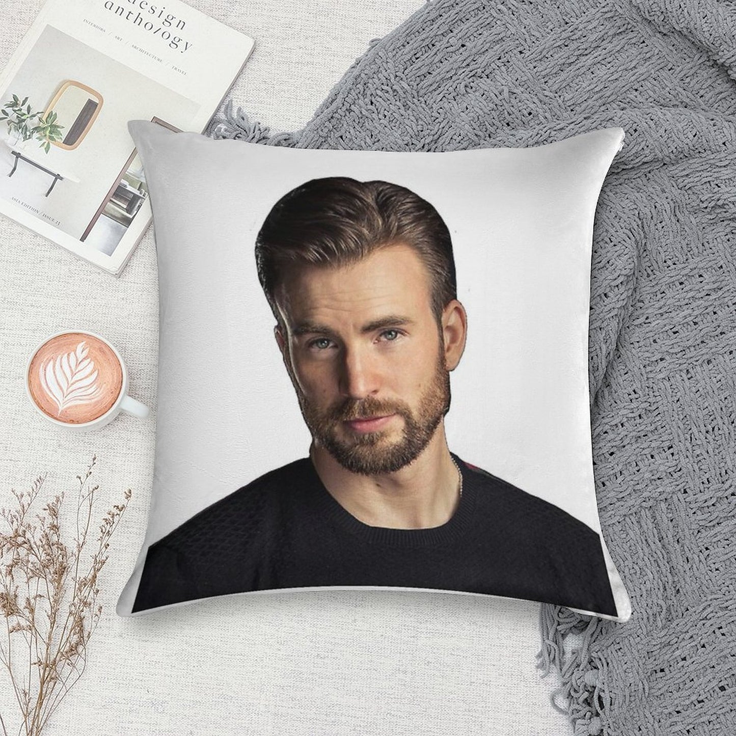 Chris Evans Being Hot Soft Fade-Resistant Throw Pillow
