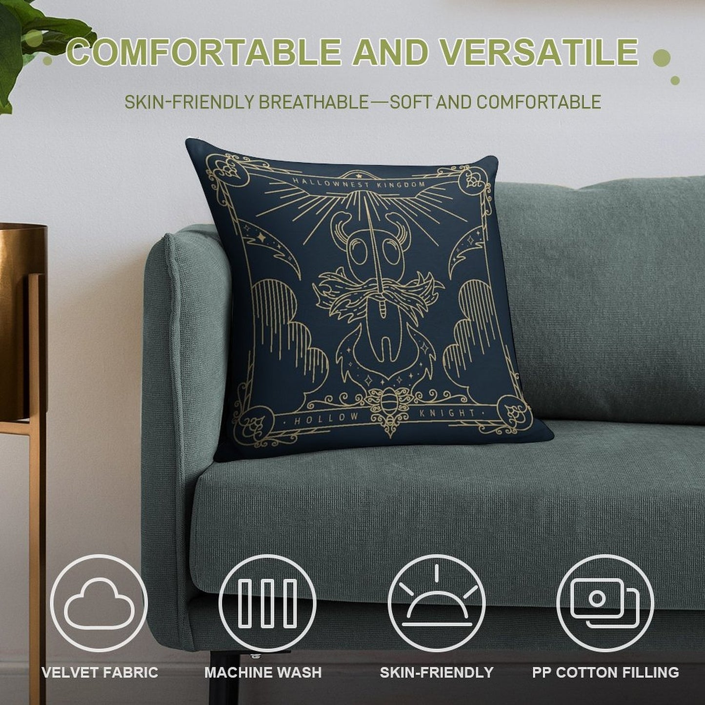Hollow Knight Soft Hidden Zipper Throw Pillow