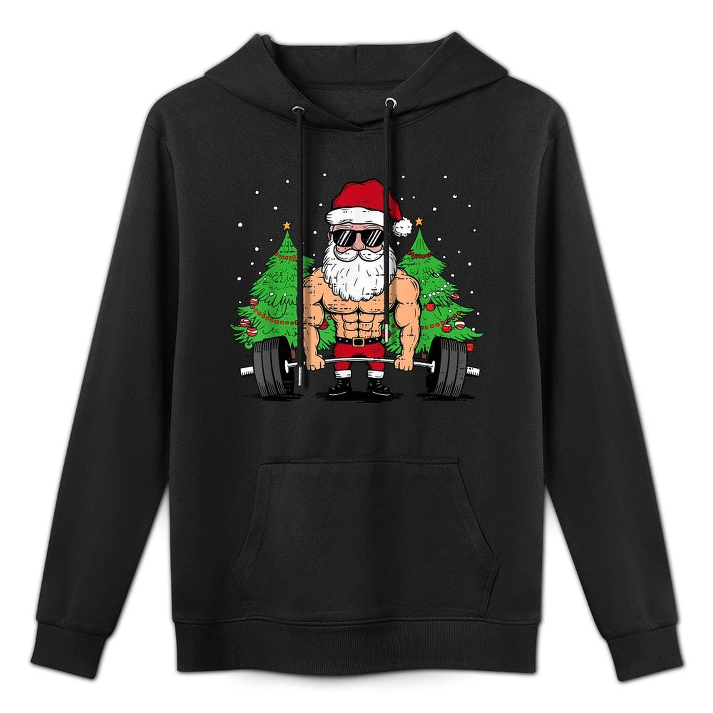 Funny Christmas Santa Deadlift Xmas Weightlift Gym Mens Boys Breathable Fabric Hoodie