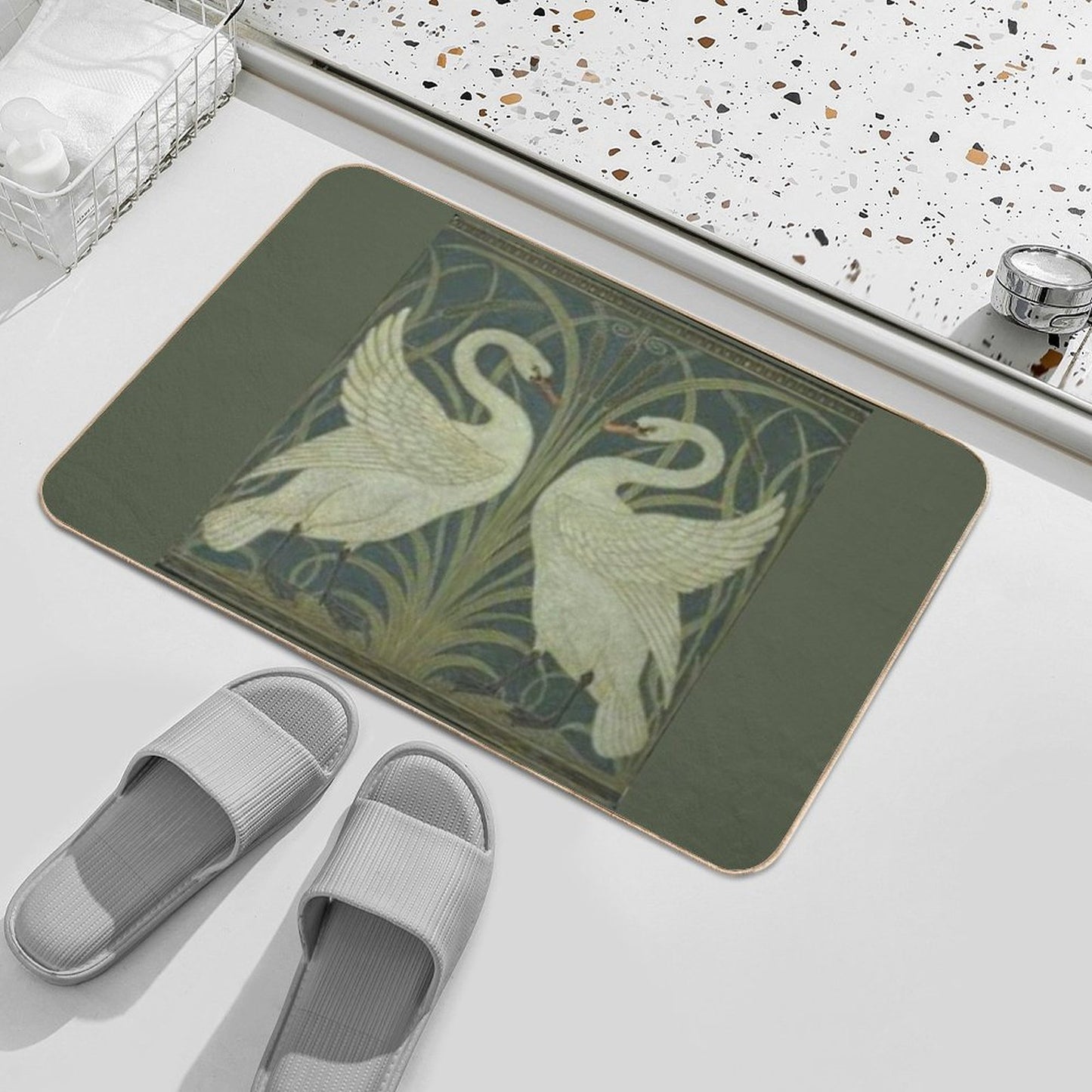 Art Deco Swans Bath Mat