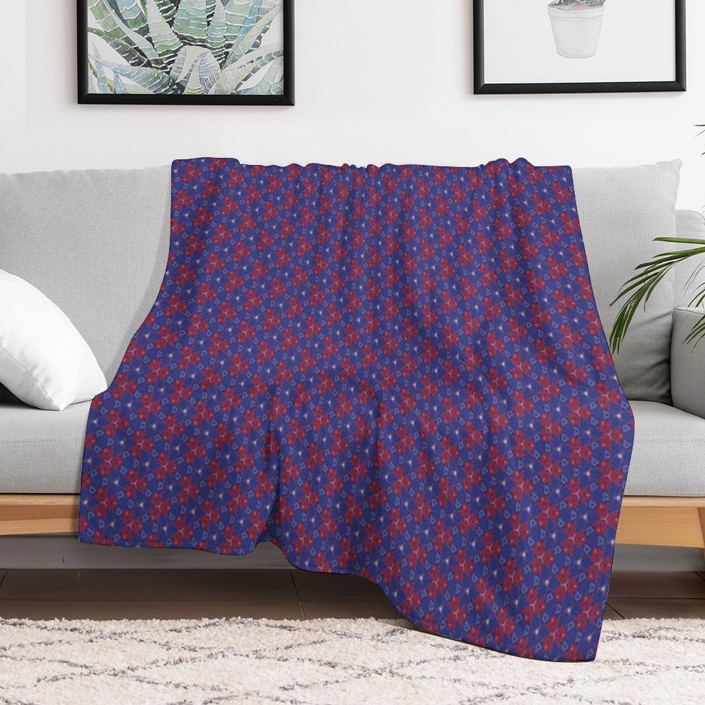 Geometrical Designs Blue Throw Blanket