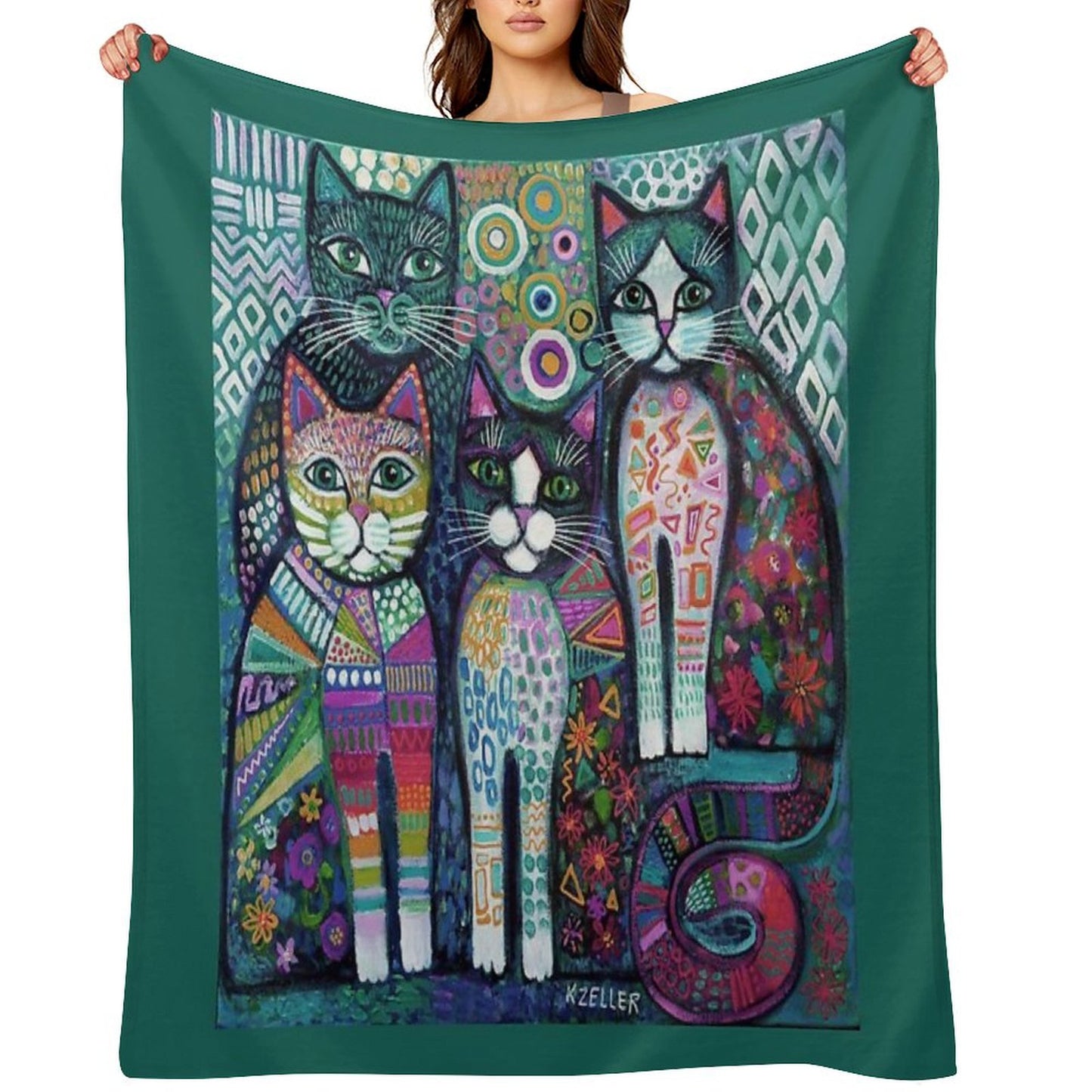 Quirky Cats Throw Blanket