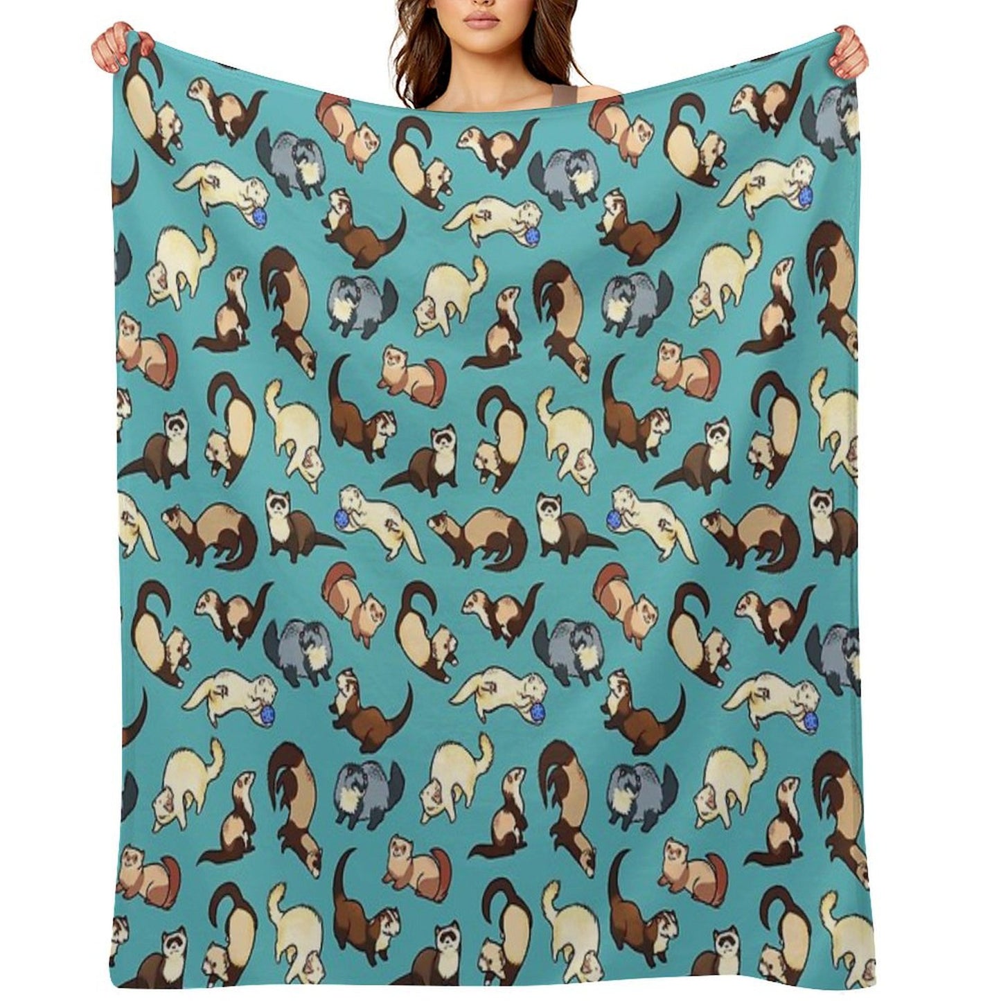 Cat Snakes in Blue Throw Blanket
