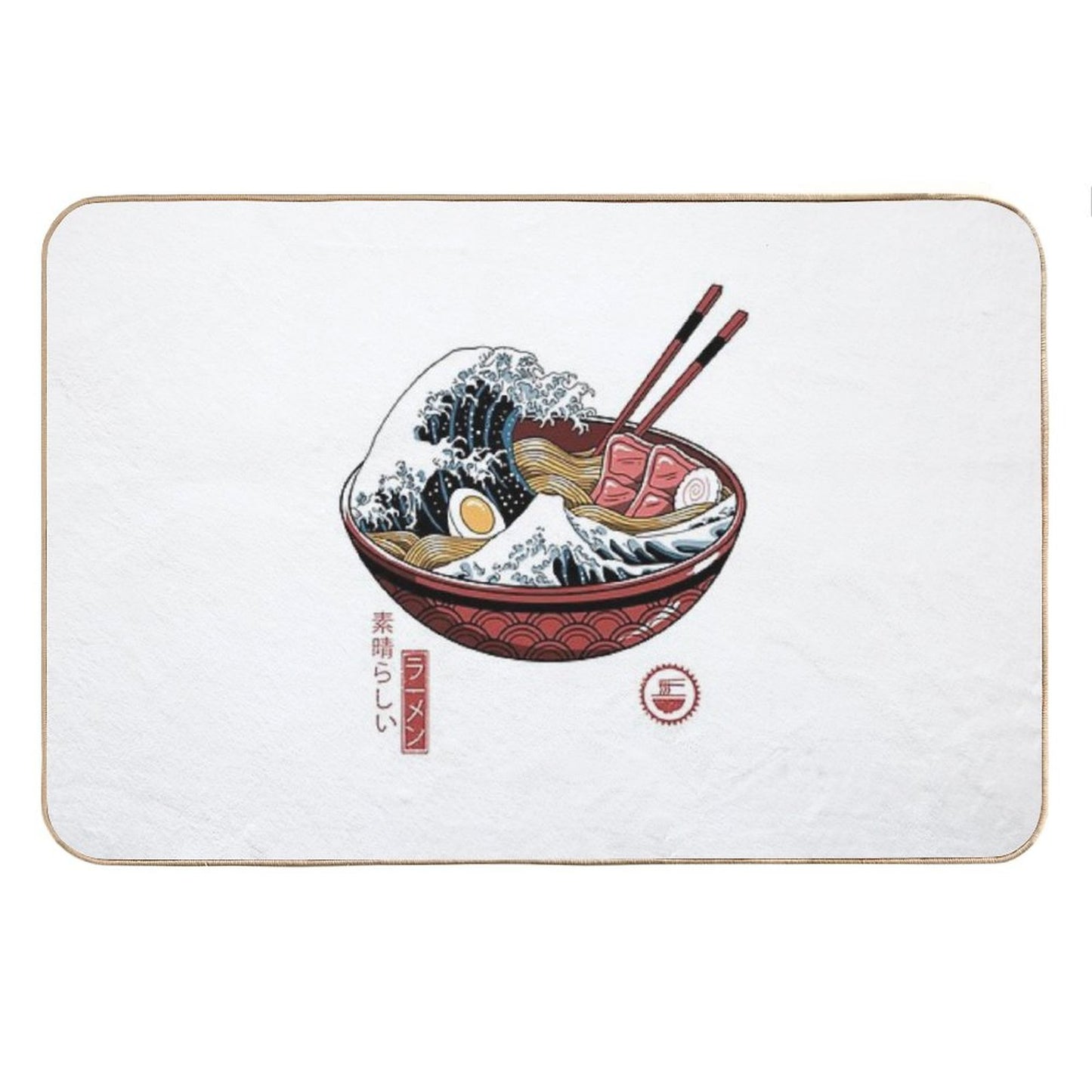 Great Ramen Wave White Bath Mat