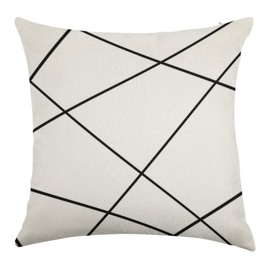 Geometric Abstract - White And Black. Linen Throw Pillow Cover