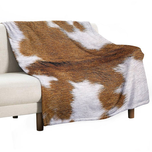 Cow Hide Brown & White Throw Blanket