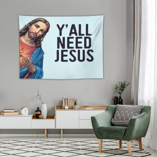 Y'all Need Jesus! Funny Jesus Is Watching Meme! Tapestry