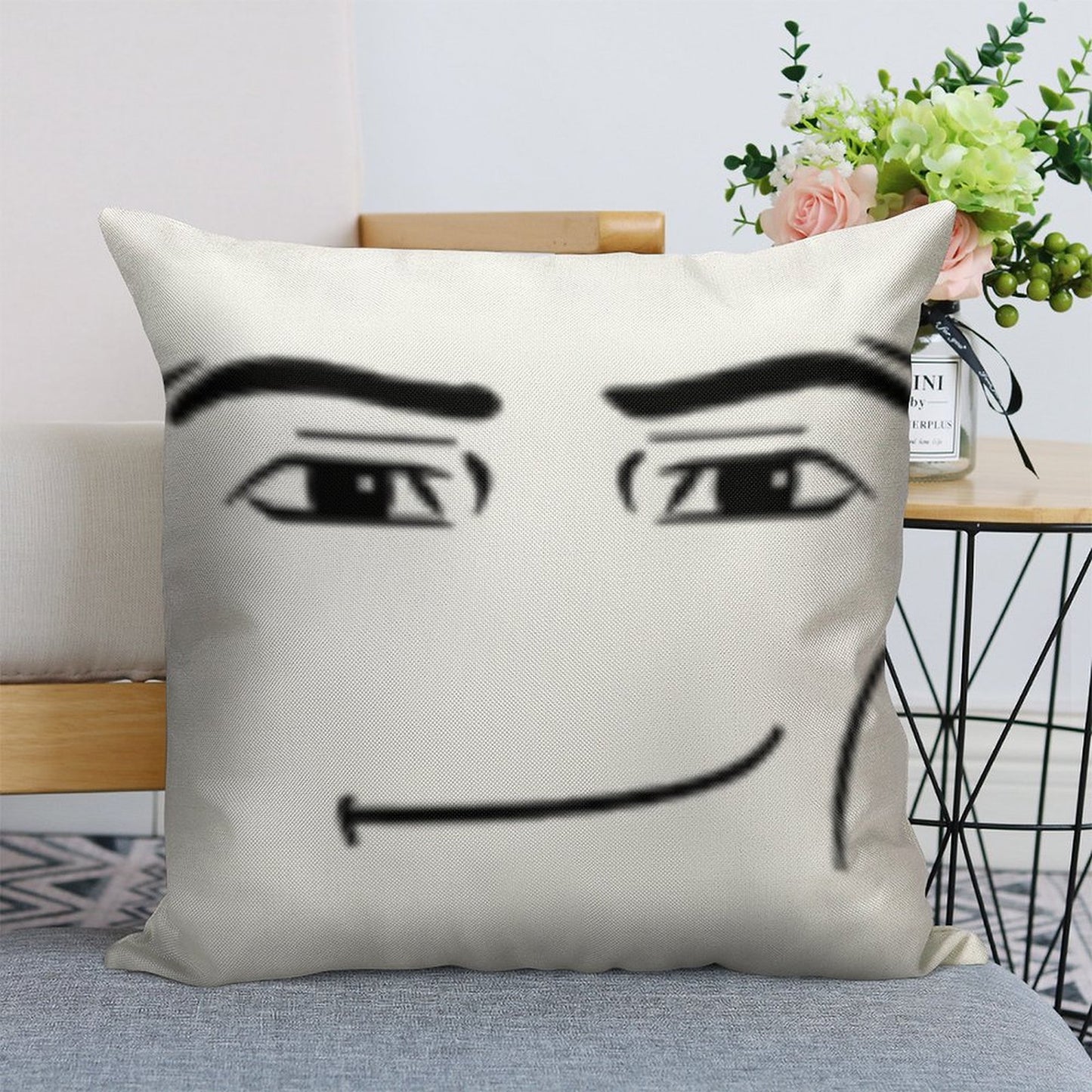 The Man Face Linen Throw Pillow Cover