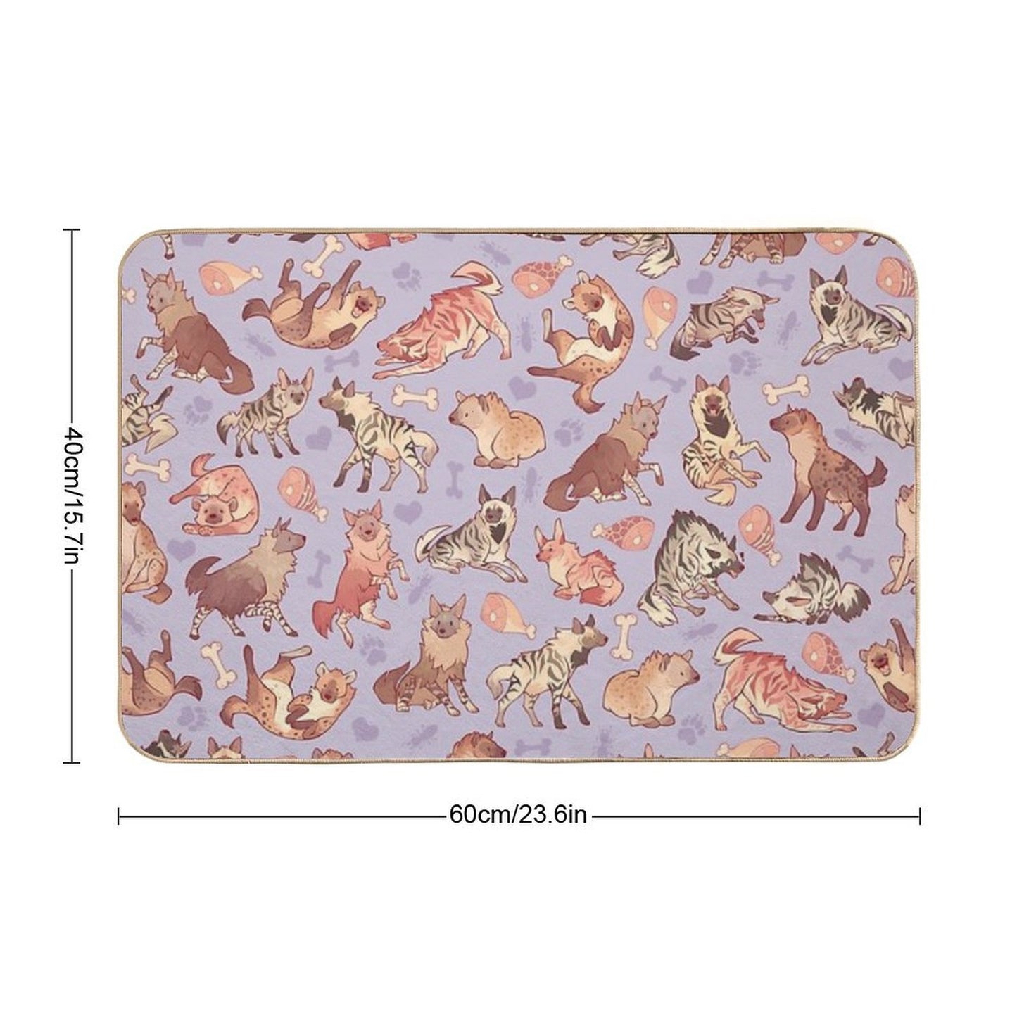 Hyenas in Lavender Multi-Purpose Bath Mat