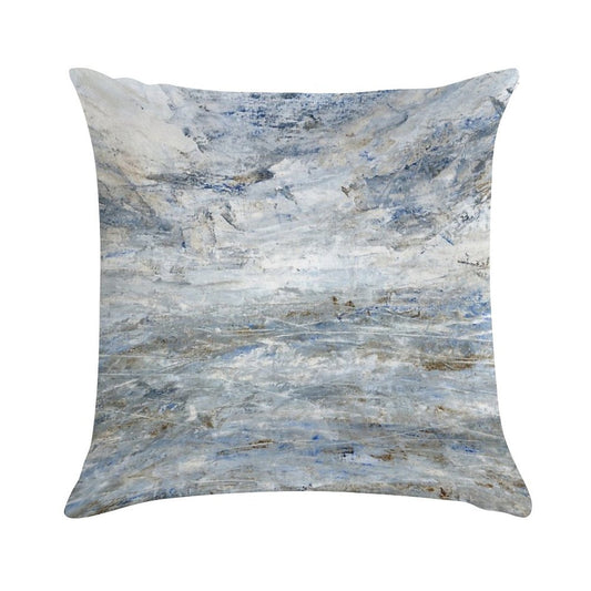 Abstract Seascape in Grey And Blue Soft Fade-Resistant Throw Pillow