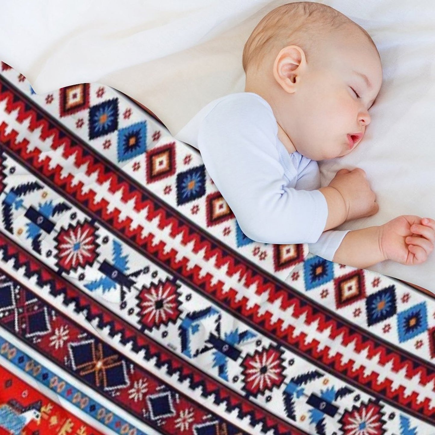 Swedish Norwegian Folk Art – Colorful Nordic Tribal Pattern Throw Blanket