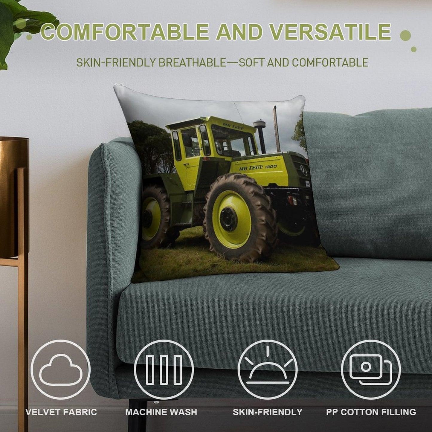 The MB-trac1300 Tractor Soft Skin-Friendly Throw Pillow
