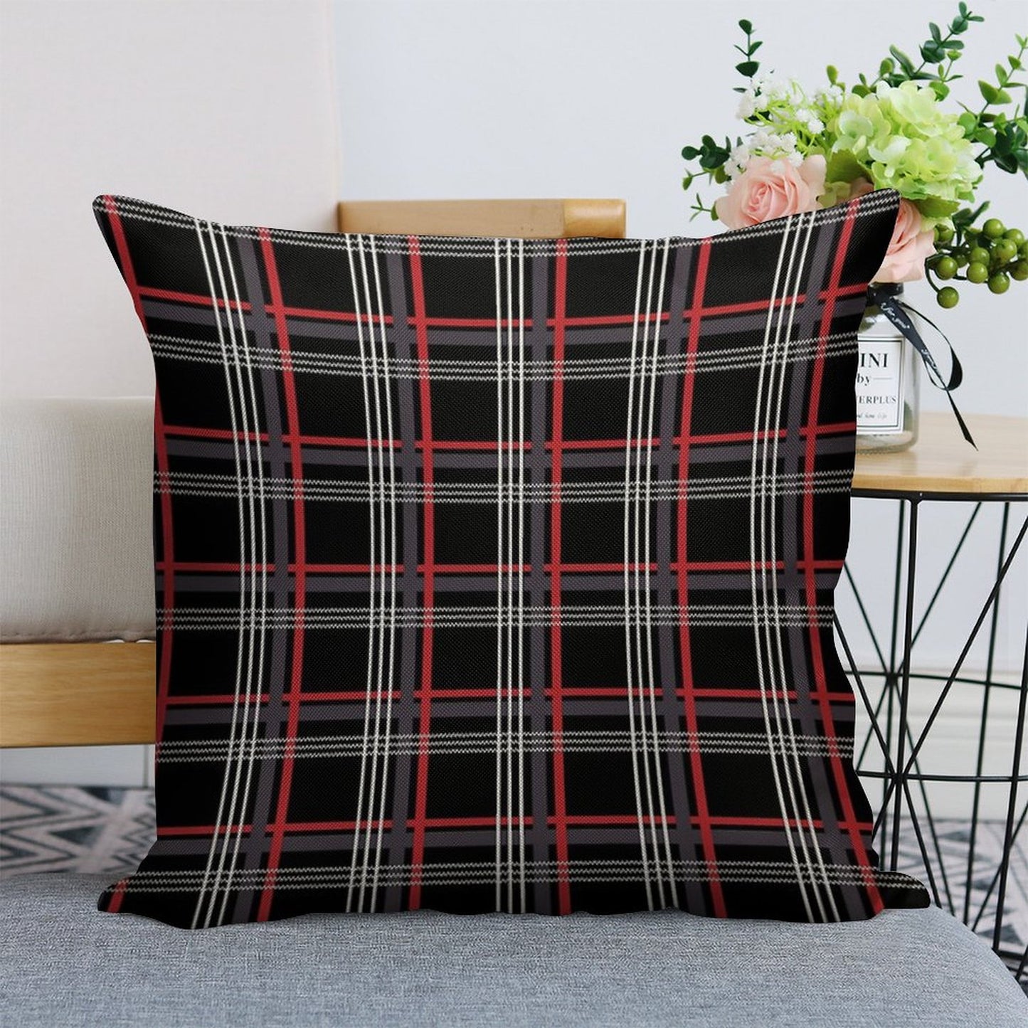 GTi Tartan Linen Throw Pillow Cover